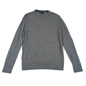 Banana Republic Mens Sweater 100% Merino Wool Gray Crew Neck Lightweight Medium‎